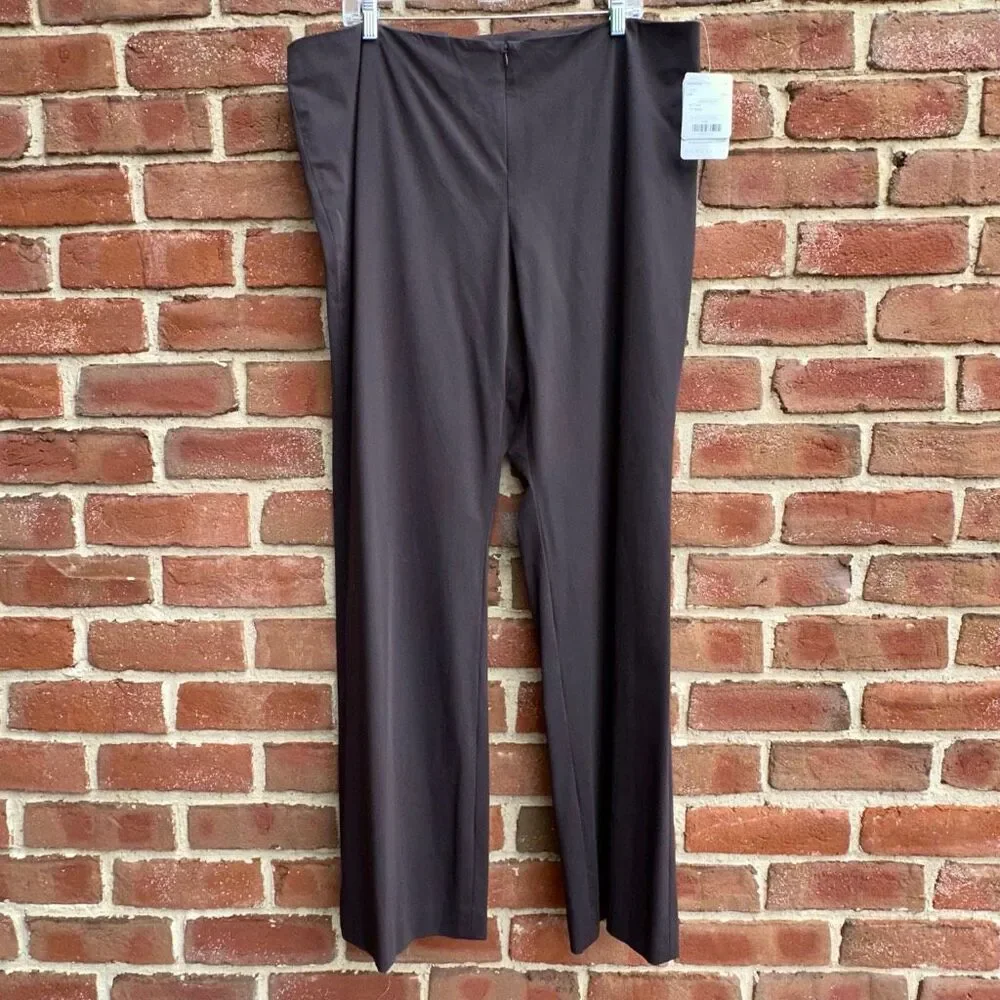 Doncaster Collection $290 Flat Front Dress Pants Brown High Rise size 18 NWT